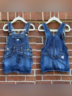 Vintage Guess 90s Denim Jean Skirtall Overalls Size 3T Made in USA
